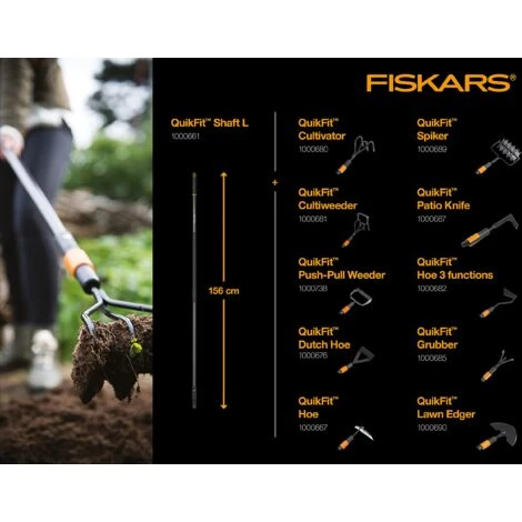 FISKARS Zappa Olandese, Testa Di Attrezzo, Larghezza: 12,5 Cm, Testa In Acciaio Al Boro, Nero/Arancione, QuikFit, 1000676 - immagine 2