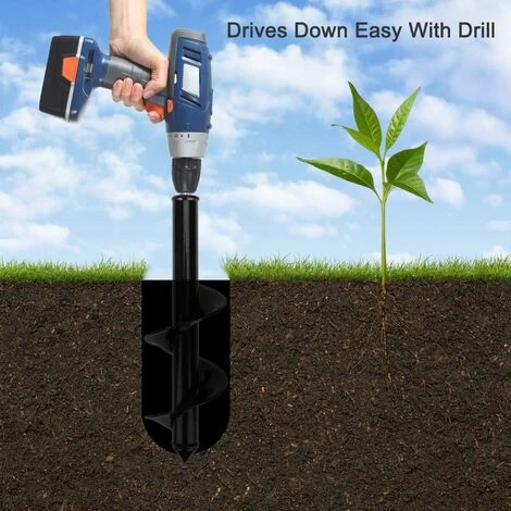 LangRay Punta Da Trapano Per Trivella Da Giardino, Trapano A Spirale, Pratico Attrezzo Per Piantare, Scavare Buche Per Coltivazione Profonda, Punta Da Trapano Per Fioriera Per Bulbo Esagonale (Ø 80 × - immagine 4