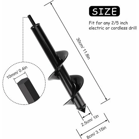LangRay Punta Da Trapano Per Trivella Da Giardino, Trapano A Spirale, Pratico Attrezzo Per Piantare, Scavare Buche Per Coltivazione Profonda, Punta Da Trapano Per Fioriera Per Bulbo Esagonale (Ø 80 × - immagine 5