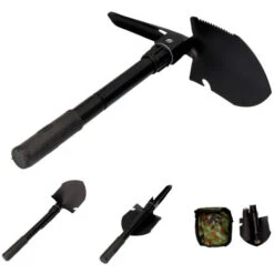 Benson Mini Pala Pieghevole Multifunzionale In Acciaio Colore Nero 9,5x41,5 Cm