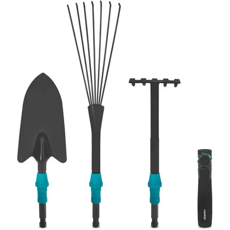 VONROC Set Attrezzi Da Giardinaggio 3-in-1 Sistema V-Fix - Rastrello Per Foglie, Pala E Rastrello A Mano