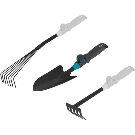 VONROC Set Attrezzi Da Giardinaggio 3-in-1 Sistema V-Fix - Rastrello Per Foglie, Pala E Rastrello A Mano - immagine 2