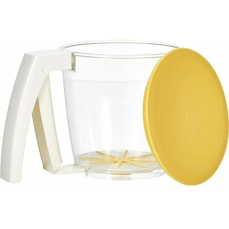 Setaccio Meccanico Setaccio Per Farina In Acciaio Setaccio A Maglia Fine Strumenti Per La Cottura Setaccio Per Farina Con Una Sola Mano Grande Setaccio Per Farina Giallo Setaccio Per Farina, 16 X 11,5 - immagine 3